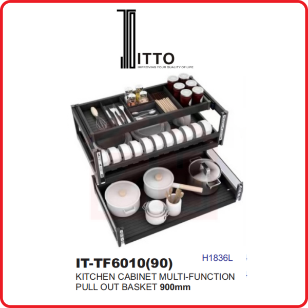ITTO Kitchen Cabinet Multi-Function Pull Out Basket IT-TF6010(90) ITTO KITCHEN CABINET MULTI-FUNCTION PULL OUT BASKET KITCHEN ACCESSORIES KITCHEN Johor Bahru (JB), Kulai, Malaysia Supplier, Suppliers, Supply, Supplies | Zhin Heng Hardware & Trading Sdn Bhd