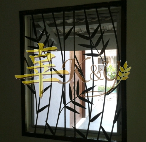 Wrought iron Steel Window with Wrought iron Flowers 