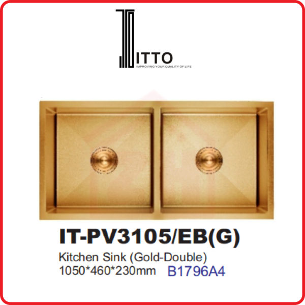 ITTO PVD Embossed Technology IT-PV3105/EB(G) ITTO PVD EMBOSSED TECHNOLOGY KITCHEN SINK KITCHEN APPLIANCES Johor Bahru (JB), Kulai, Malaysia Supplier, Suppliers, Supply, Supplies | Zhin Heng Hardware & Trading Sdn Bhd