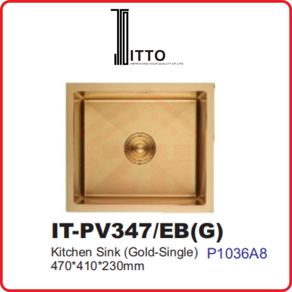 ITTO PVD Embossed Technology IT-PV347/EB(G) ITTO PVD EMBOSSED TECHNOLOGY KITCHEN SINK KITCHEN APPLIANCES Johor Bahru (JB), Kulai, Malaysia Supplier, Suppliers, Supply, Supplies | Zhin Heng Hardware & Trading Sdn Bhd
