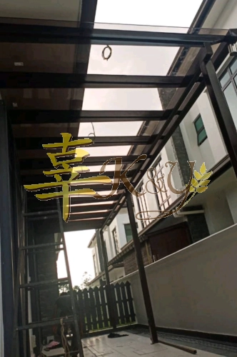 Mild Steel Laminate Glass Roof Awning -Frame Ms 2x4(1.9)Hollow ,Bean 2x5(2.3)Hollow ,Pillar Ms 4x4(1.9)Hollow