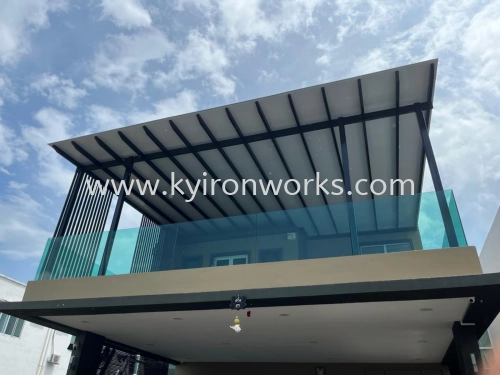 Mild Steel Aluminium Composite Panel (ACP 4mm)Pergola Roof Awning -Frame Ms 1 1/2x3(1.6) or Ms 2x4(1.6) Hollow ,Bean Ms 2x5(1.9))Hollow,Pillar Ms 4x4(1.9)Hollow 