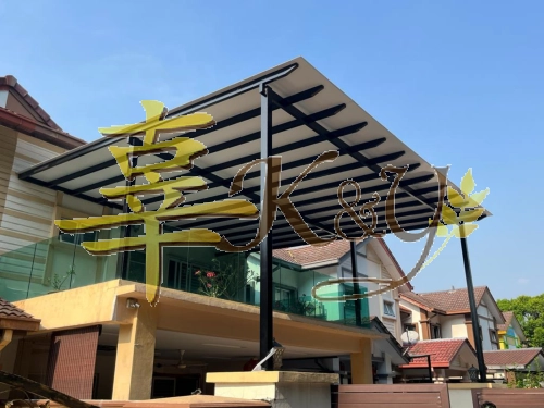 Mild Steel Aluminium Composite Panel (ACP 4mm)Pergola Roof Awning -Frame Ms 1 1/2x3(1.6) or Ms 2x4(1.6) Hollow ,Bean Ms 2x5(1.9))Hollow,Pillar Ms 4x4(1.9)Hollow 