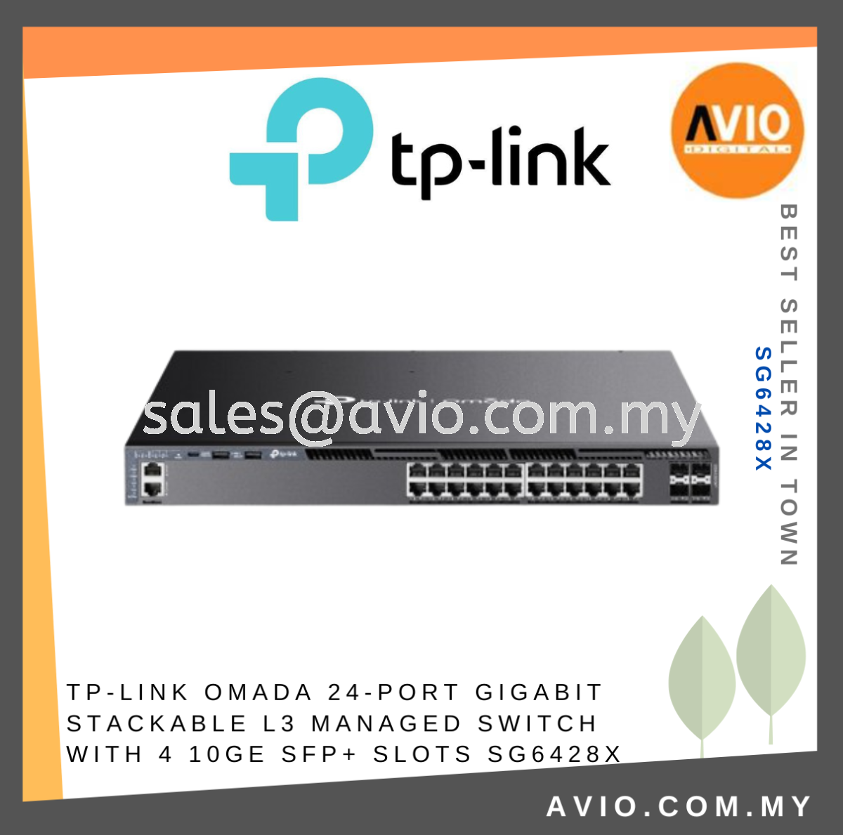 TP-LINK Omada 24-Port Gigabit Stackable L3 Managed Switch with 4 10GE SFP+  Slots SG6428X