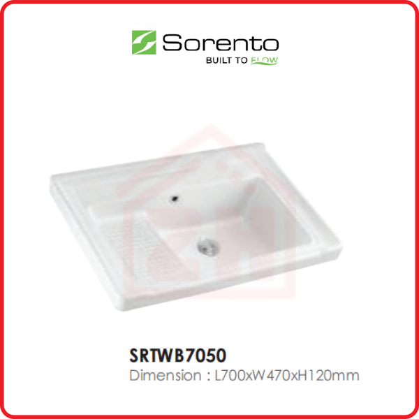 SORENTO Cabinet Mounted Basin SRTWB7050 SORENTO CABINET MOUNTED BASIN WASH BASIN BATHROOM Johor Bahru (JB), Kulai, Malaysia Supplier, Suppliers, Supply, Supplies | Zhin Heng Hardware & Trading Sdn Bhd