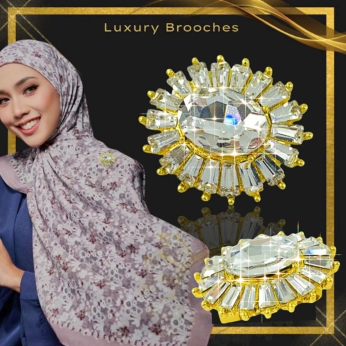 2 in 1 set [FREE BOX] Luxury Crystals Brooch Kerongsang Bahu Kristal Mewah Hijab Pin Tudung Muslimah CY3244