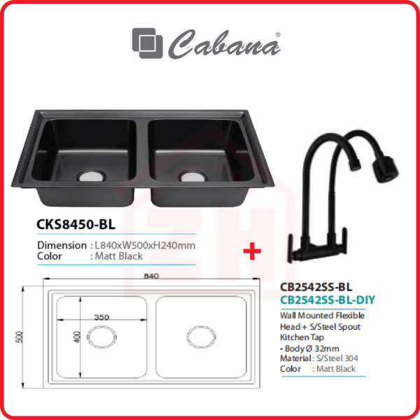 CABANA KITCHEN SINK PACKAGE CKS8450-BL + CB2542SS-BL CABANA KITCHEN SINK KITCHEN SINK KITCHEN APPLIANCES Johor Bahru (JB), Kulai, Malaysia Supplier, Suppliers, Supply, Supplies | Zhin Heng Hardware & Trading Sdn Bhd