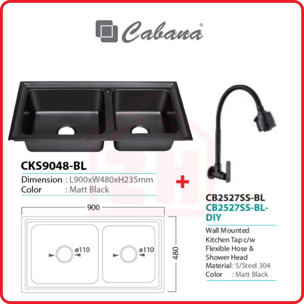 CABANA KITCHEN SINK PACKAGE CKS9048-BL + CB2527SS-BL CABANA KITCHEN SINK KITCHEN SINK KITCHEN APPLIANCES Johor Bahru (JB), Kulai, Malaysia Supplier, Suppliers, Supply, Supplies | Zhin Heng Hardware & Trading Sdn Bhd