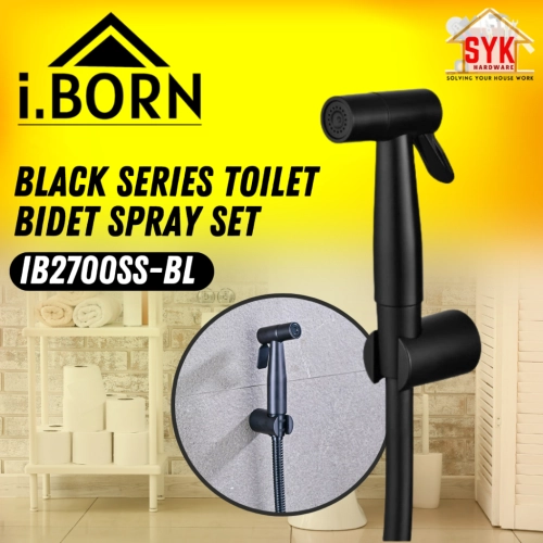 SYK IBORN IB2700SS-BL Toilet Bidet Spray Set Stainless Steel Black Series Bathroom Bidet Sprays Semburan Bidet Tandas