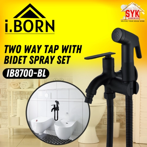 SYK I-BORN IB8700-BL Stainless Steel Two Way Tap With Bidet Spray Set Toilet Black Series Bidet Set Bathroom Accessories