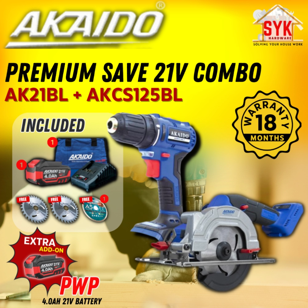 SYK AKAIDO AK21BL 10mm AKCS125BL 125mm 21V Premium Save COMBO Brushless Cordless Drill Circular Saw Lithium Power Tools