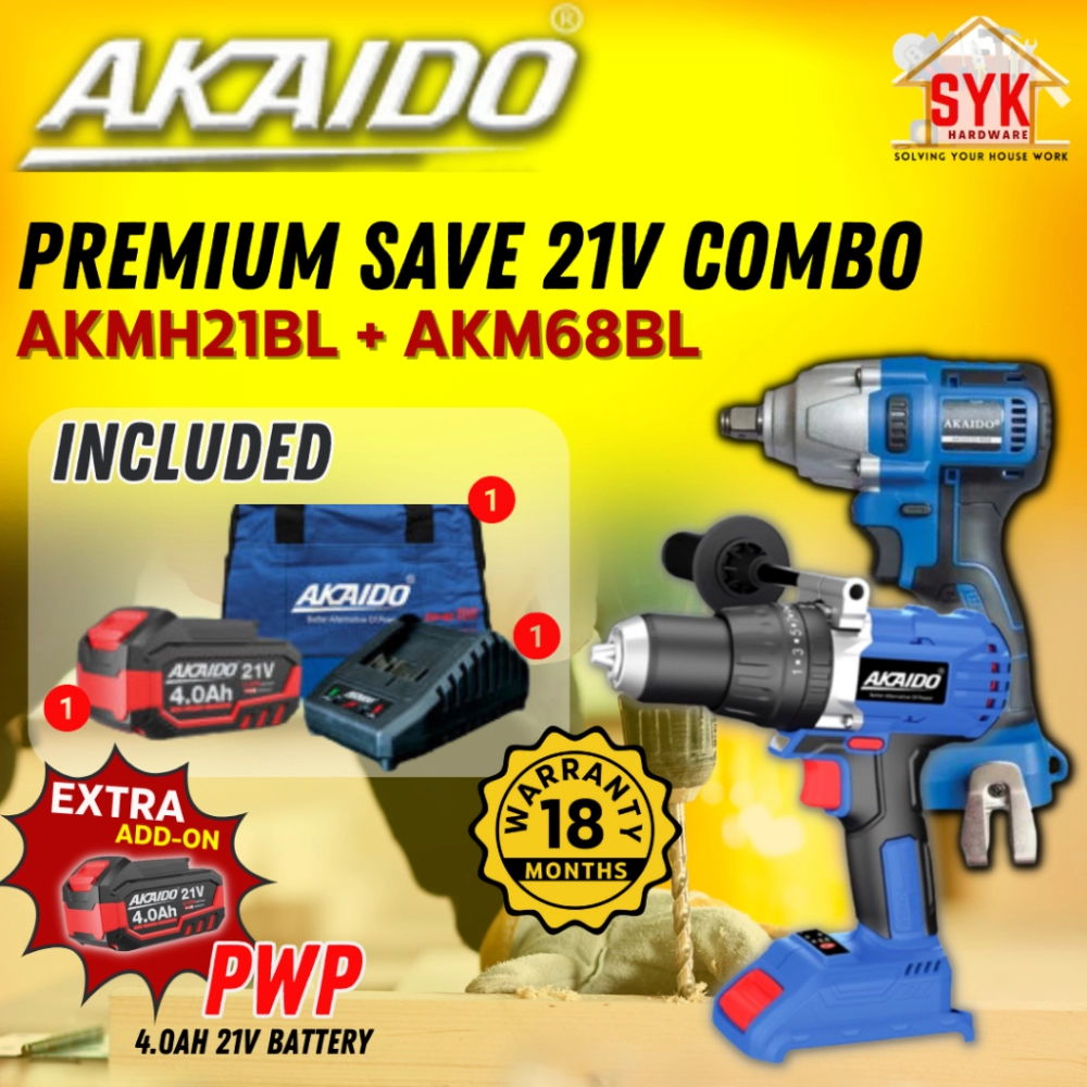 SYK AKAIDO AKMH21BL AKM68BL 21V PREMIUM COMBO Three Function Brushless Cordless Impact Drill Impact Wrench Power Tools
