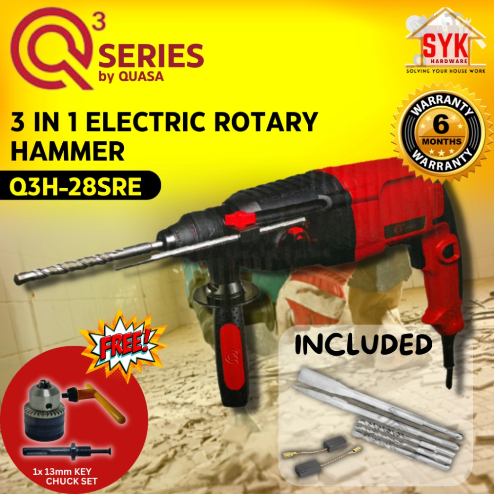 SYK QUASA Q SERIES Q3H-28SRE 820W 28mm 3 IN 1 Electric Rotary Hammer Drill With Forward Reverse Function FREE GIFT