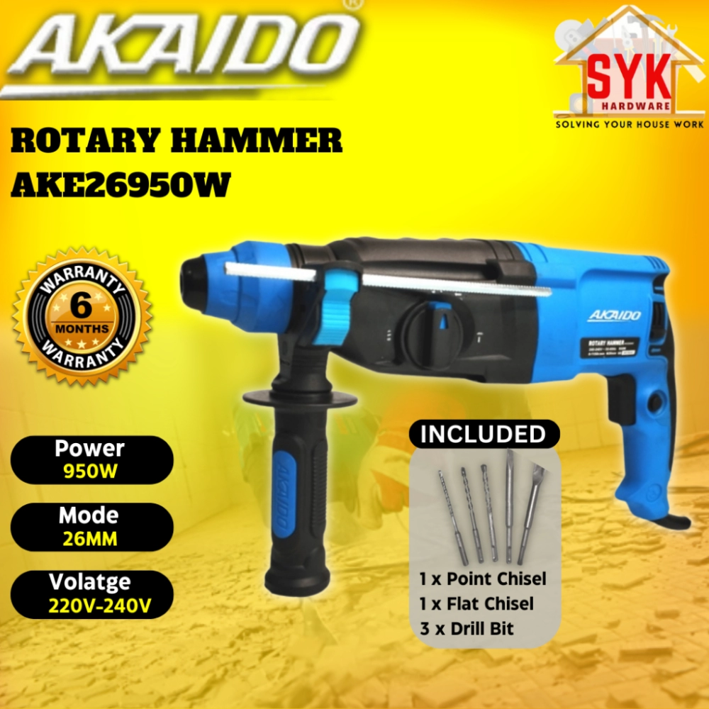 SYK Akaido AKE26950W Electric Rotary Hammer Drill Machine Wood Concrete Drilling Mesin Gerudi Dinding