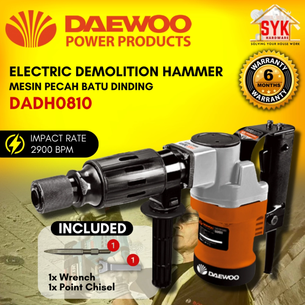 SYK DAEWOO DADH0810 1000W Electric Demolition Hammer Heavy Duty Demolition Machine Mesin Pecah Batu Dinding