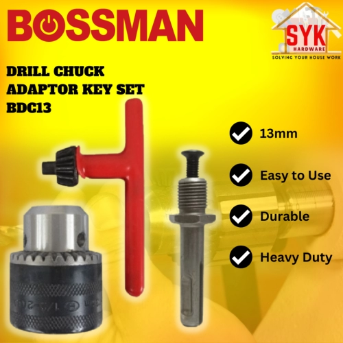 SYK Bossman BDC13 Drill Chuck Adaptor Key Set Power Tools Accessories Cordless Kepala Drill Mesin Gerudi