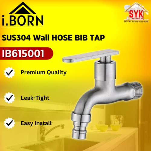 SYK IBORN IB615001 SUS304 Hose Bib Wall Tap Kitchen Bathroom Sink Water Tap Kepala Paip Air Dapur Sink