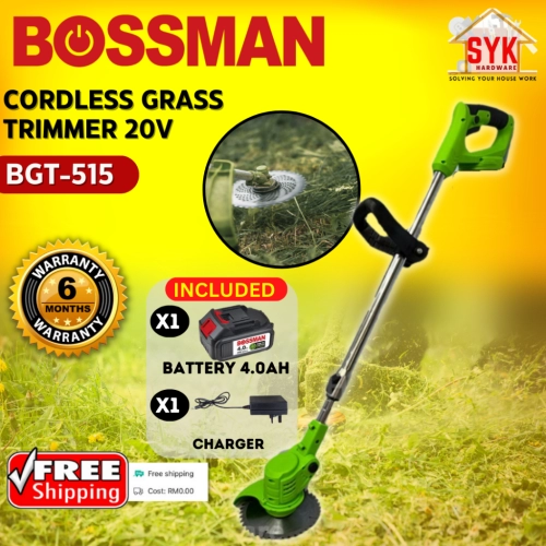 SYK Free Shipping Bossman BGT-515 Cordless Grass Trimmer Battery Trimmer Outdoor Tools Mesin Potong Rumput 20V