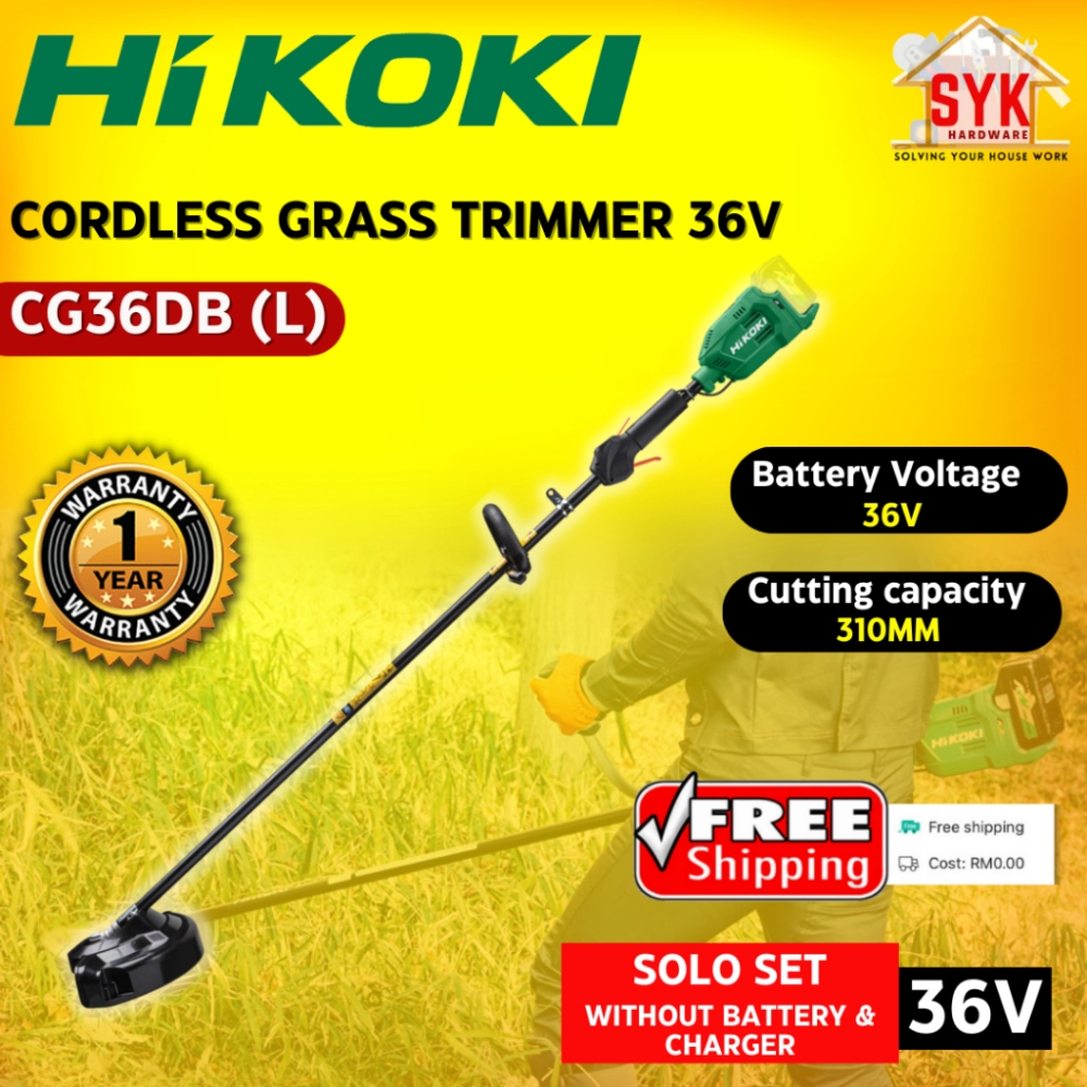 SYK Free Shipping Hikoki CG36DB(L) Cordless Grass Trimmer 36V Solo Machine Battery Outdoor Tools Mesin Potong Rumput