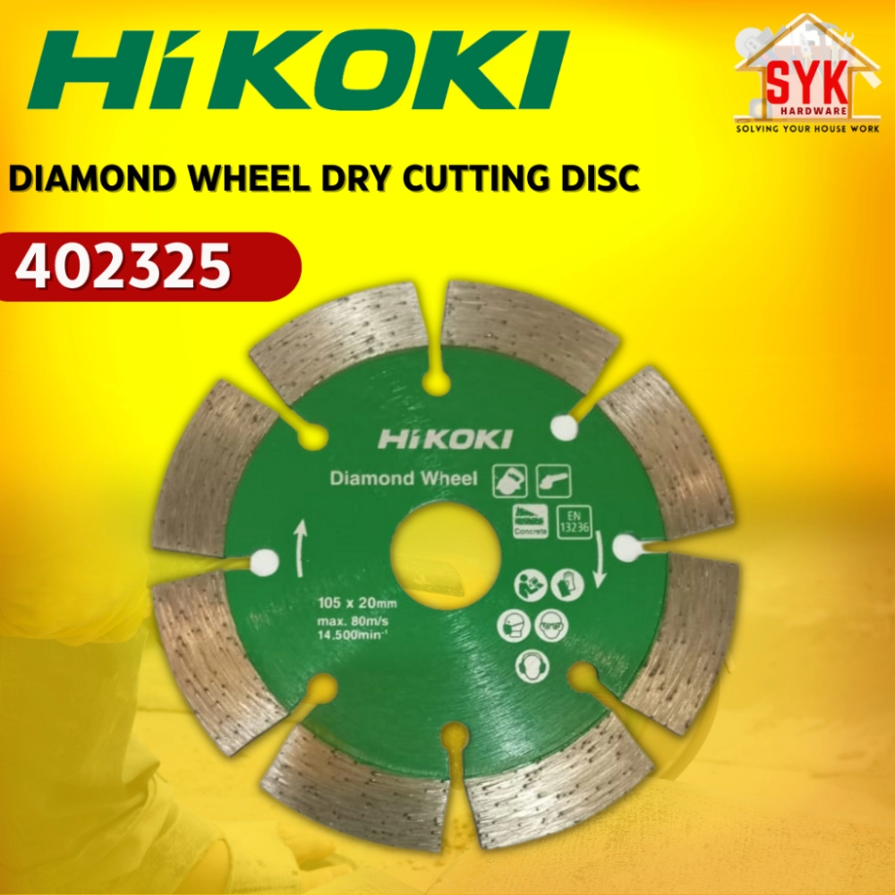 SYK Hikoki 402325 4 Inch Diamond Dry Cutting Disc 105mm Concrete Stone Grinder Cutting Disc Disc Pemotong Konkrit