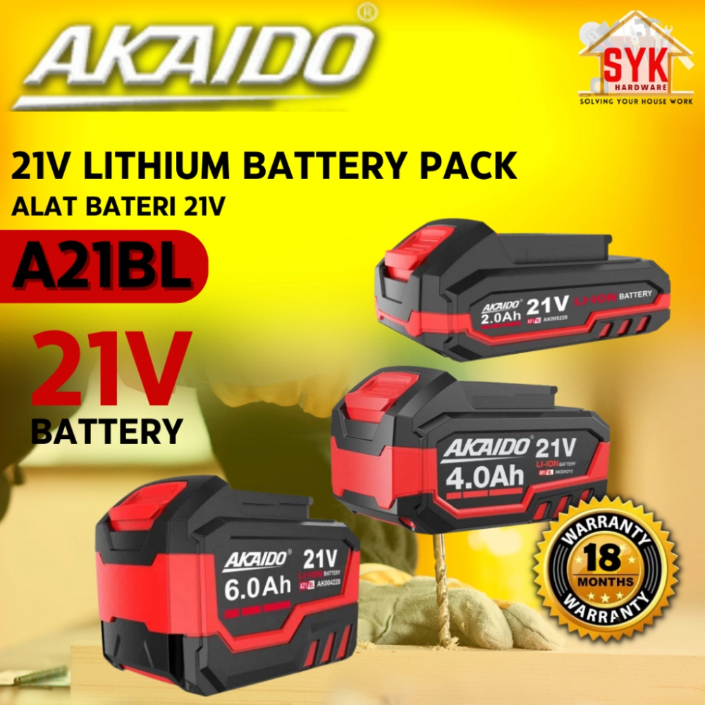 SYK AKAIDO A21BL 21V 1Pcs 2.0Ah 4.0Ah 6.0Ah Lithium Li-ion Battery Rechargeable Battery Pack Replacement Tools Bateri