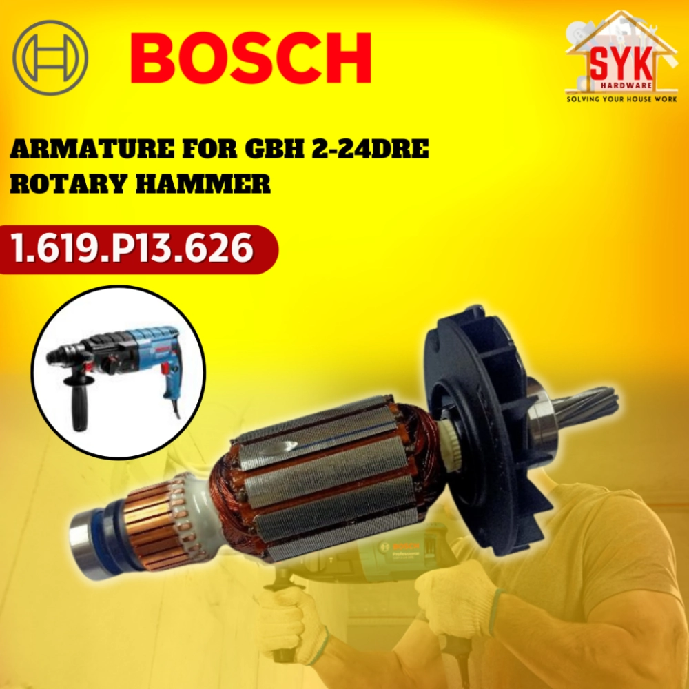 SYK Bosch Armature GBH 2-24DRE Rotary Hammer Power Tools Spare Parts Copper Material Alat Ganti Mesin 1619P13626