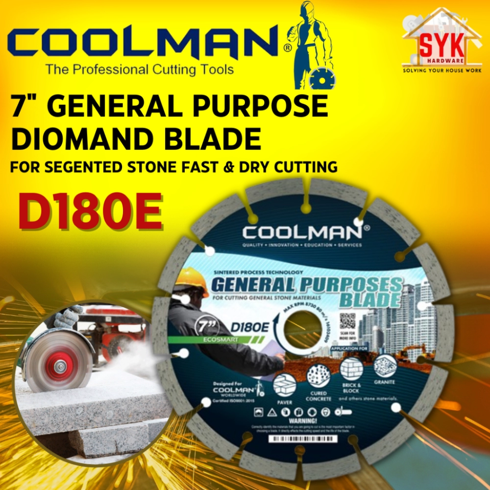 SYK COOLMAN D180E 7" 180mm General Purpose Segment Diamond Cutting Blade Stones Granite Large Grinder Cutting Disc Wheel
