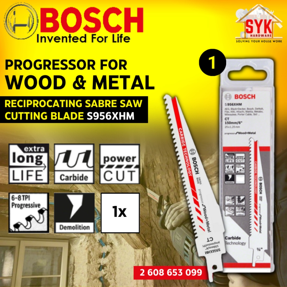 SYK BOSCH S956XHM 2608653099 6" 150mm Reciprocating Sabre Saw Blade Progressor For Wood Metal Heavy Duty Cutting Blade