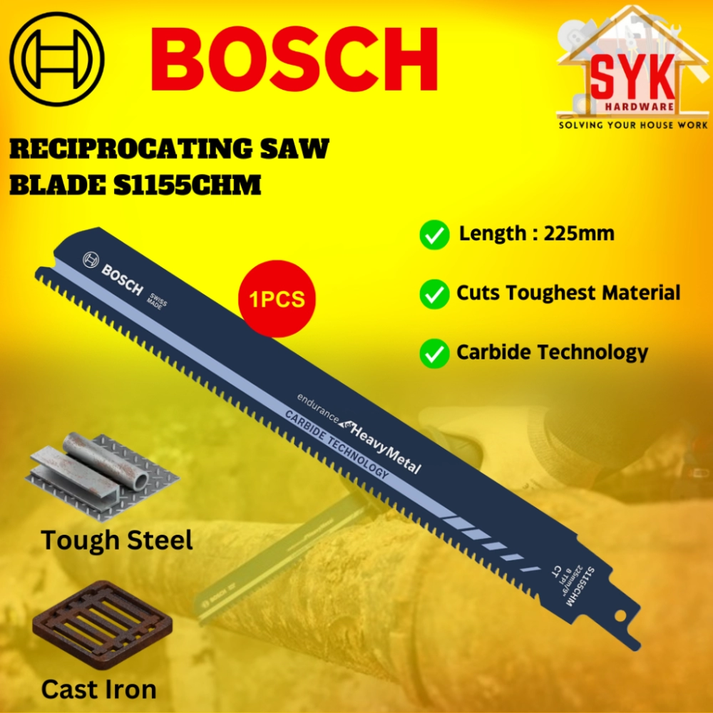 SYK Bosch S1155CHM Carbide Reciprocating Sabre Saw Blade Steel Iron Pipe Cutting Saw Blades Pemotong Besi