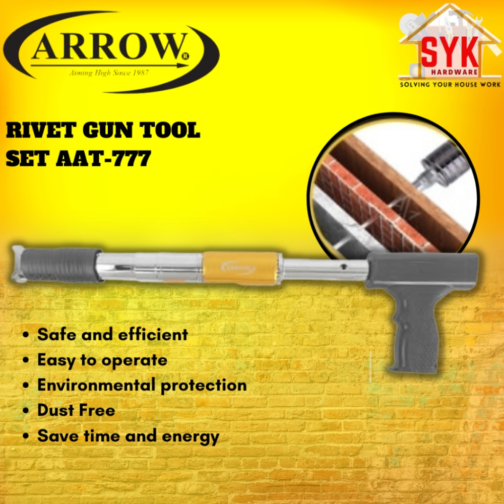 SYK Arrow AAT-777 Powder Actuated Rivet Gun Tools Set Accessories Nail Gun Brick Concrete Tembak Dinding