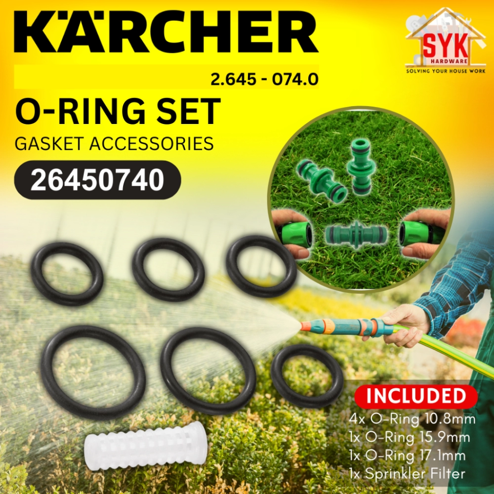 SYK KARCHER 26450740 6Pcs O-Ring Set Garden Hose Connector O Ring Gasket Pressure Washer Spare Part Accessories