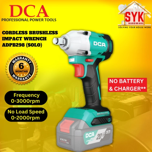 SYK DCA ADPB298 Cordless Brushless Impact Wrench Solo Machine Battery Power Tools Mesin Impact Bateri