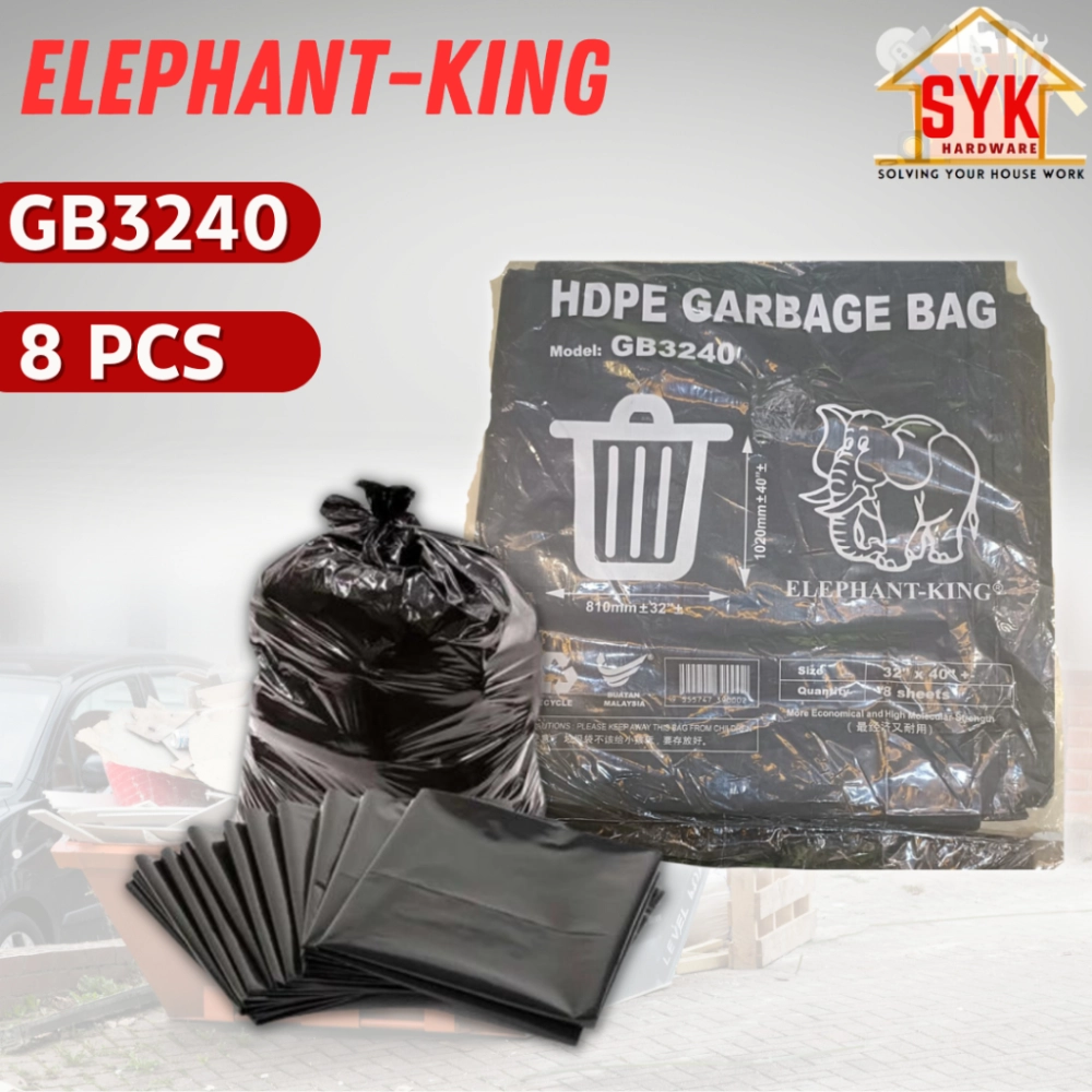 SYK Elephant King GB3240 GB1081 HDPE Black Garbage Bag Plastic Plastik ...