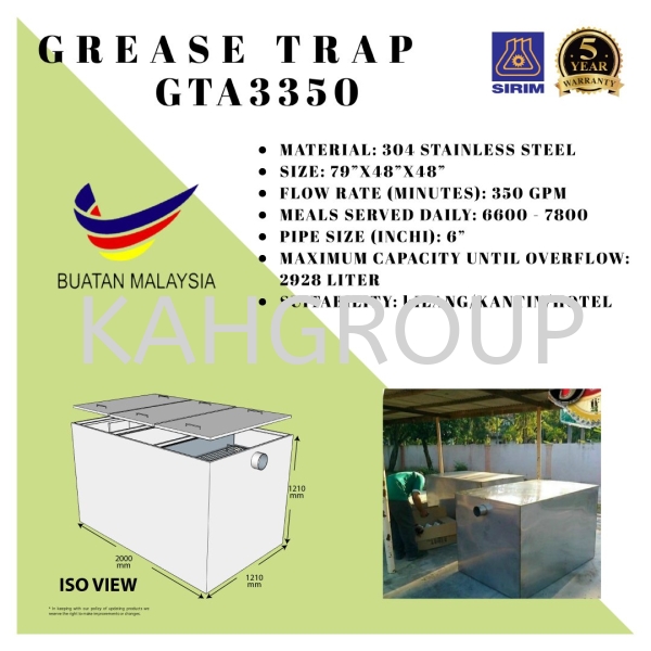 Perangkap Minyak GTA3350 Centralised / Underground Type Grease Trap / Oil Interceptor Selangor, Malaysia, Kuala Lumpur (KL), Johor Bahru (JB), Penang, Perak Supplier, Suppliers, Supply, Supplies | Kualiti Alam Hijau (M) Sdn Bhd