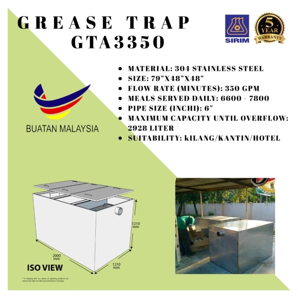 Perangkap Minyak GTA3350 Centralised / Underground Type Grease Trap / Oil Interceptor Selangor, Malaysia, Kuala Lumpur (KL), Johor Bahru (JB), Penang, Perak Supplier, Suppliers, Supply, Supplies | Kualiti Alam Hijau (M) Sdn Bhd