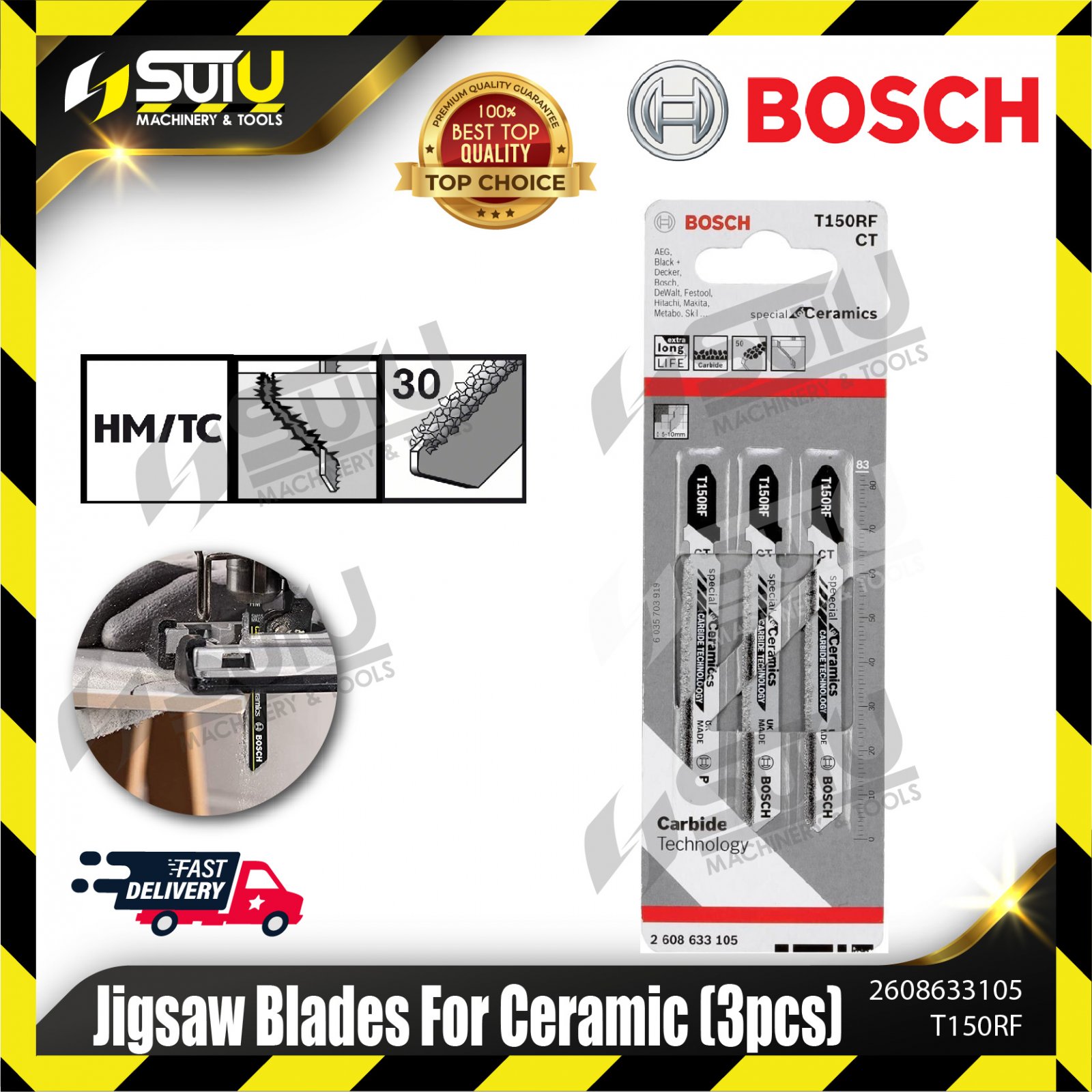 BOSCH 2608633105 T150RF Jigsaw Blades For Ceramic 3pcs Saw