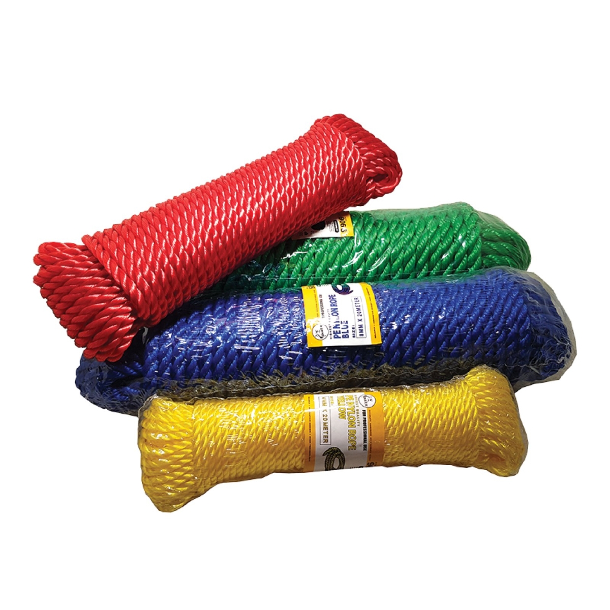 Polypropylene & Nylon Rope (4mm X 20m - 10mm X 20m) (Yellow/Red/Blue/Green)  - 00628J/ 00628K/