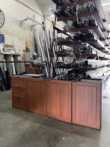 Fully Aluminium Wood Grain Kitchen Cabinet