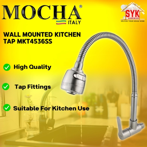 SYK Mocha MKT4536SS Wall Mounted Kitchen Tap Double Mode Kitchen Sink Water Tap Paip Air Sinki Dapur