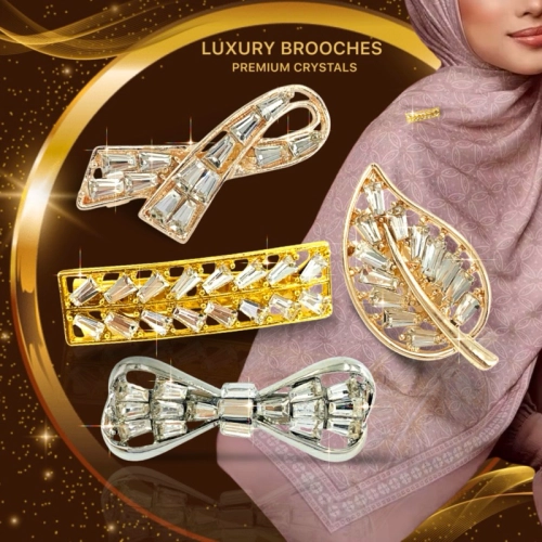 Elegant Brooch 1pc Luxury European Crystal Brooch Shoulder 4 Pilihan Premium Kerongsang Bahu Pin Tudung Hijab CY3261