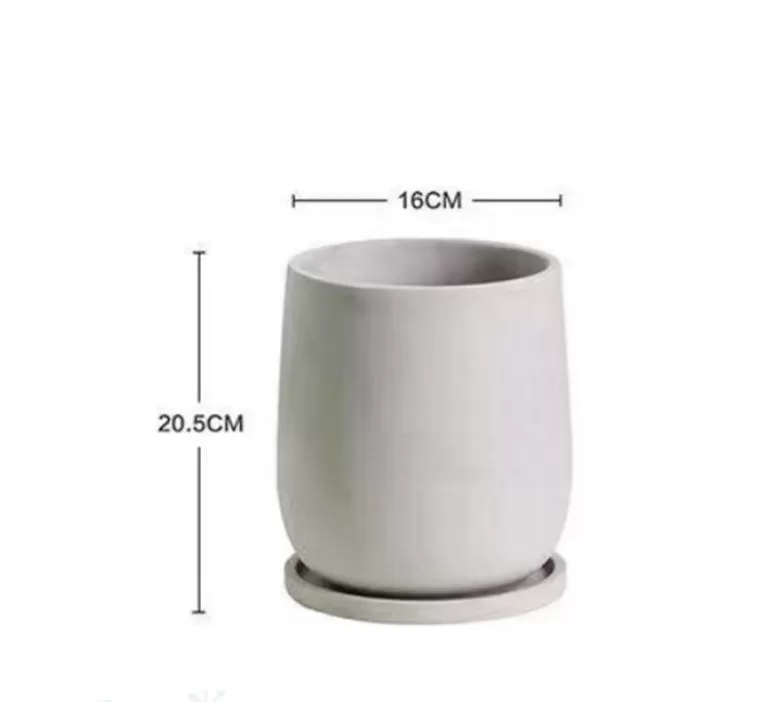 Cement Pot  PC1247-19506 Personalized round cement flower pot, big belly ceramic pot, Nordic simple and breathable home European wabi-sabi style