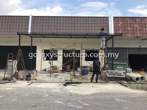 Progress shoplot job done:To fabrication and install new mild steel metal deck awning paint - Klang Metal Roofing Selangor, Malaysia, Kuala Lumpur (KL), Shah Alam Supplier, Suppliers, Supply, Supplies | GALAXY STRUCTURE & ENGINEERING SDN BHD