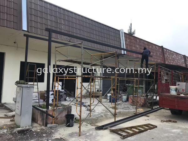 Progress shoplot job done:To fabrication and install new mild steel metal deck awning paint - Klang Metal Roofing Selangor, Malaysia, Kuala Lumpur (KL), Shah Alam Supplier, Suppliers, Supply, Supplies | GALAXY STRUCTURE & ENGINEERING SDN BHD