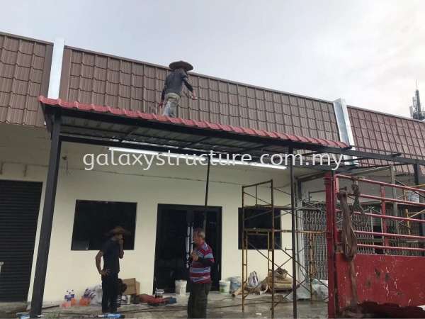 Progress shoplot job done:To fabrication and install new mild steel metal deck awning paint - Klang Metal Roofing Selangor, Malaysia, Kuala Lumpur (KL), Shah Alam Supplier, Suppliers, Supply, Supplies | GALAXY STRUCTURE & ENGINEERING SDN BHD