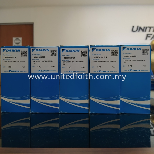 Daikin Compressor Capacitor Original 30uf / 35uf / 40uf / 45uf / 50uf Daikin /Acson / York Spare Parts Selangor, Malaysia, Kuala Lumpur (KL), Singapore, Puchong, Petaling Jaya (PJ), Pandan Jaya Supplier, Suppliers, Supply, Supplies | United Faith Sdn Bhd