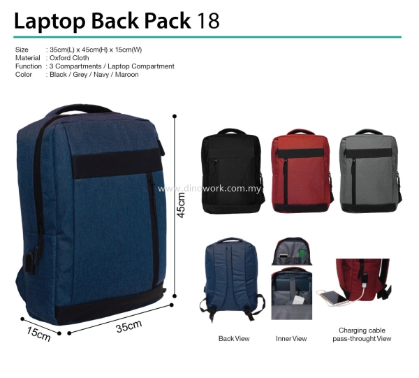 Laptop Back Pack 18 Laptop Backpack Bag Series Johor Bahru (JB), Malaysia Supplier, Wholesaler, Importer, Supply | DINO WORK SDN BHD