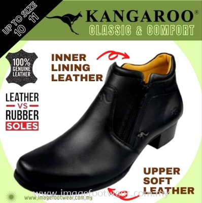 KANGAROO Full Leather 1inch Ladies Shoes- KL-5070- BLACK Colour