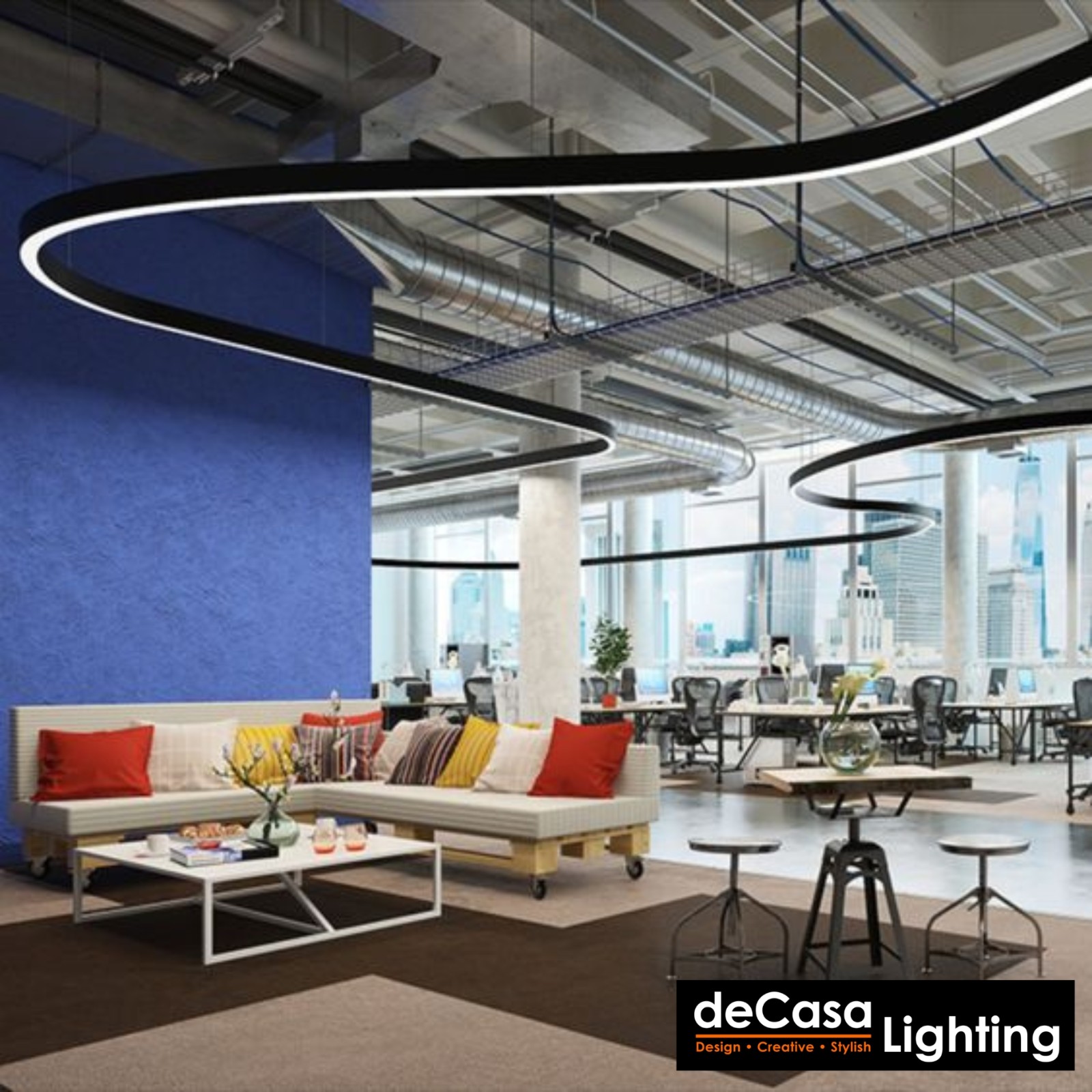 CUSTOMISE SIZE / SHAPE / BODY COLOUR - LED LINEAR PENDANT LIGHT