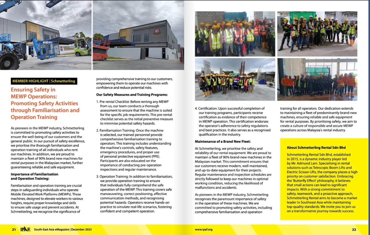 IPAF Member Highlight in South-East Asia eMagazine- Schmetterling Group