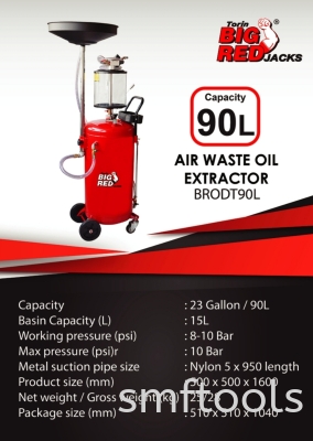 BIGRED PROFESSIONAL 90L PNEUMATIC WASTE OIL EXTRACTOR WITH 10 VIEW GLASS (BRODT90L)